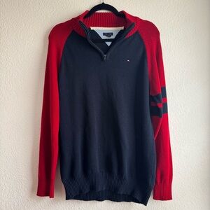 Tommy Hilfiger 1/4 Zip Sweater – Navy & Red – Men’s XL